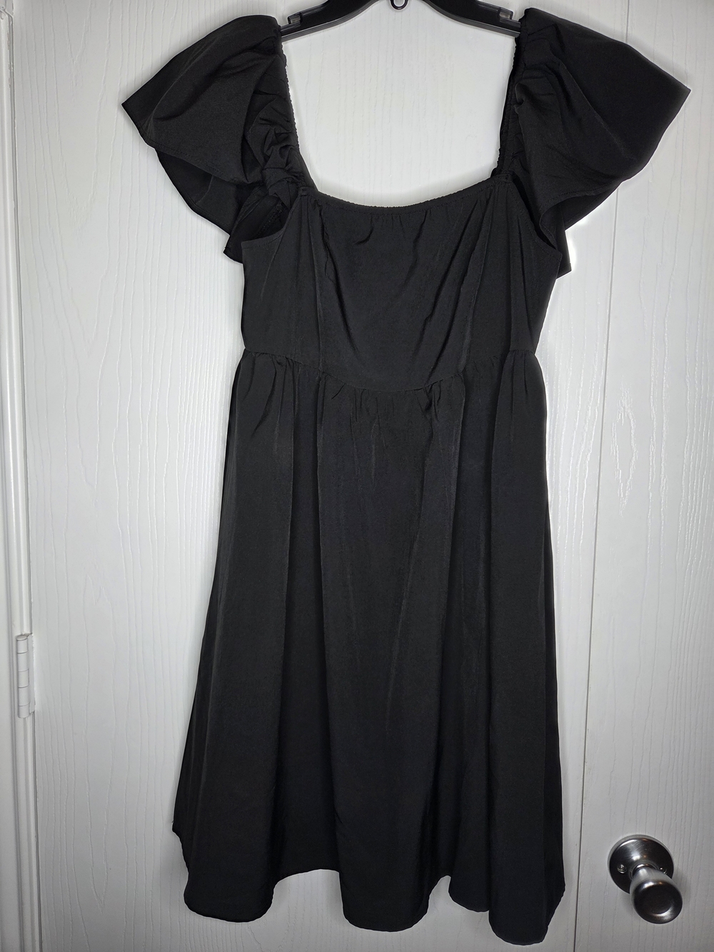 Exlura Black Babydoll Puff Sleeve Dress Cottagecore Coquette Romantic Medium